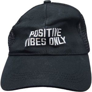 Positive Vibes Only Vented Snap Back Ball Cap Hat Black